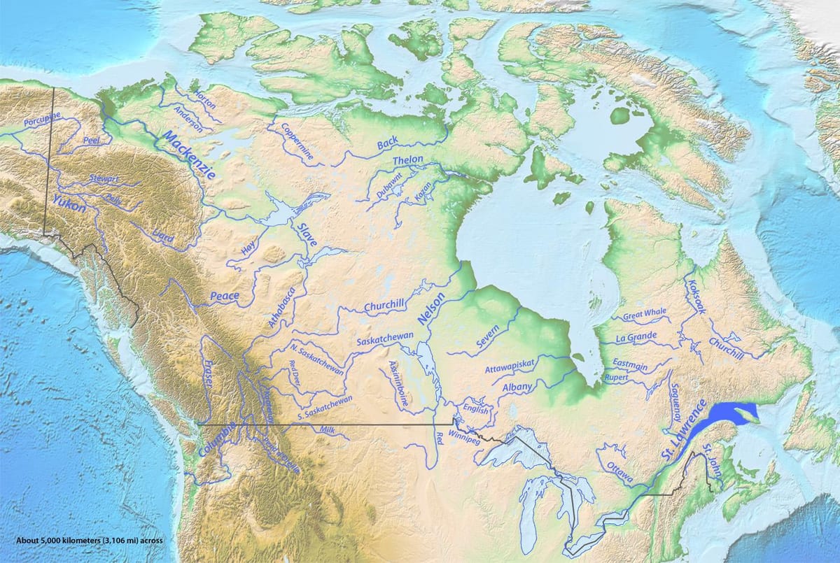 加拿大的河流的地图