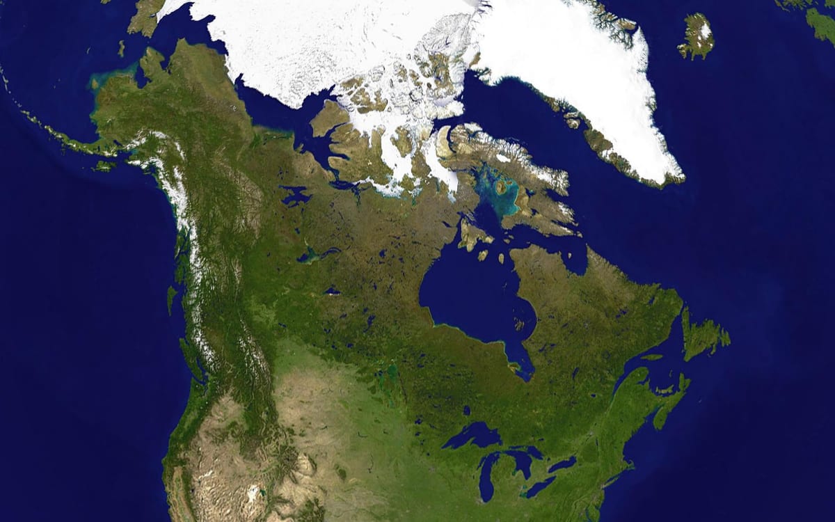 加拿大的地图，卫星