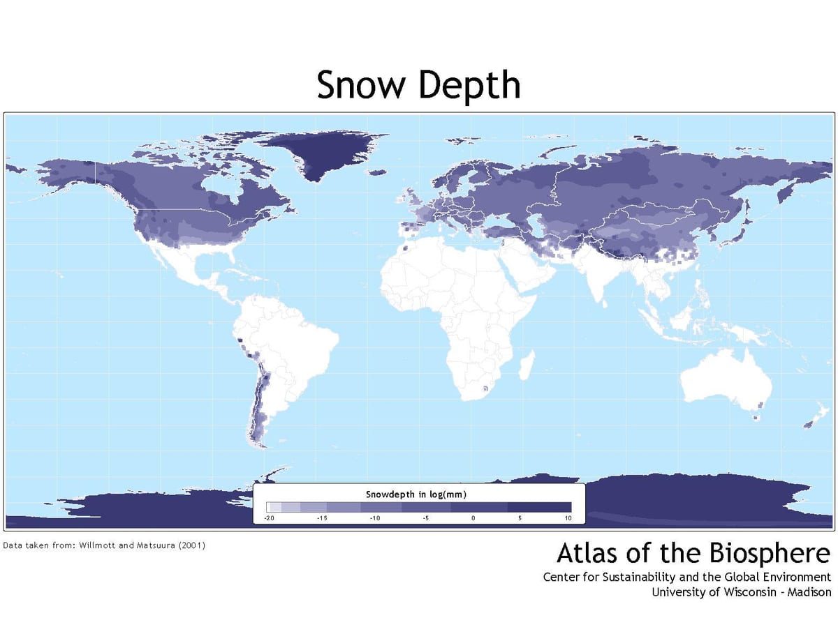 加拿大的地图雪复盖
