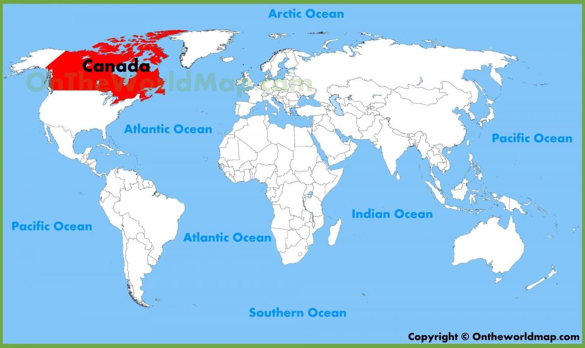 加拿大的位置，在世界地图