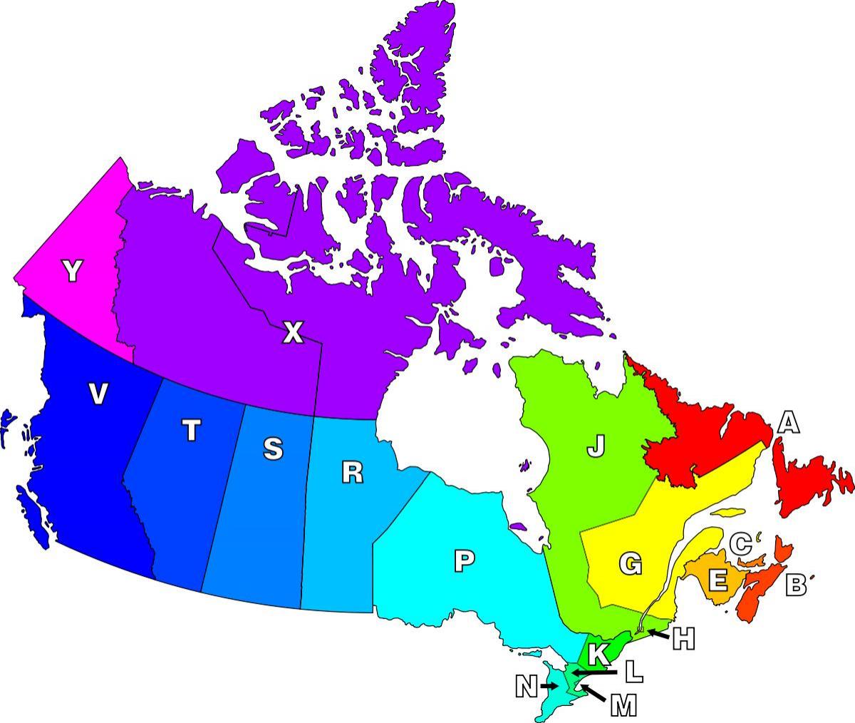 加拿大邮政编码的地图
